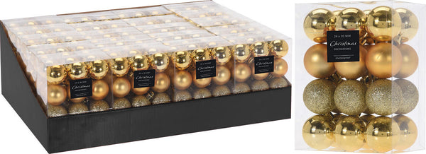 Kerstbal Onbreekbaar 3.00cm 24 stuks - Goud