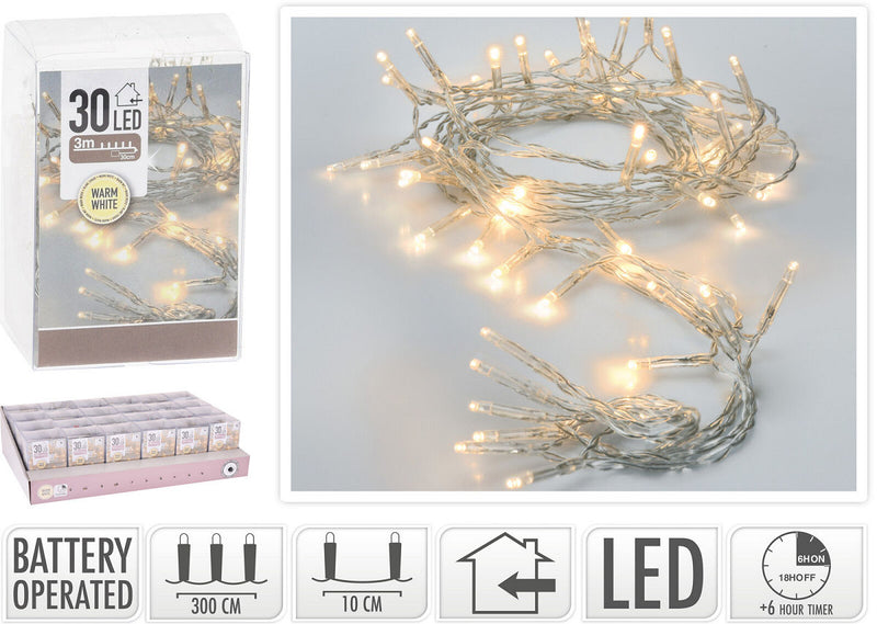 LEDverlichting 30 lamps Warm Wit met Timer
