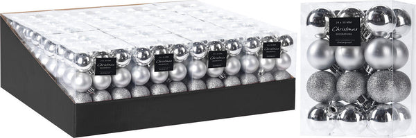 Kerstbal Onbreekbaar 3.00cm 24 stuks - Zilver