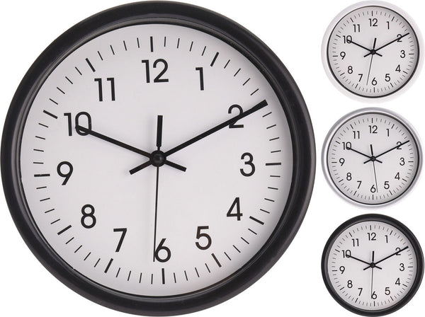 Wandklok 20 cm 3 ass kleur