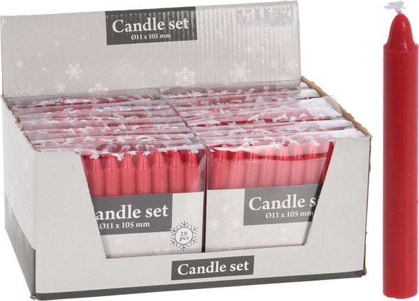 Kerstboomkaarsjes 20 stuks - Rood