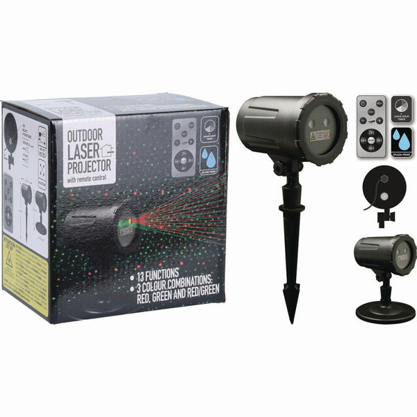 S.I.A. Kerst Laser Projector Rood/Groen op Grondpin + Timer + Afstandsbediening IP44