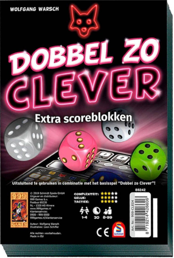 999 Games Scoreblokken Dobbel zo Clever, 2st.