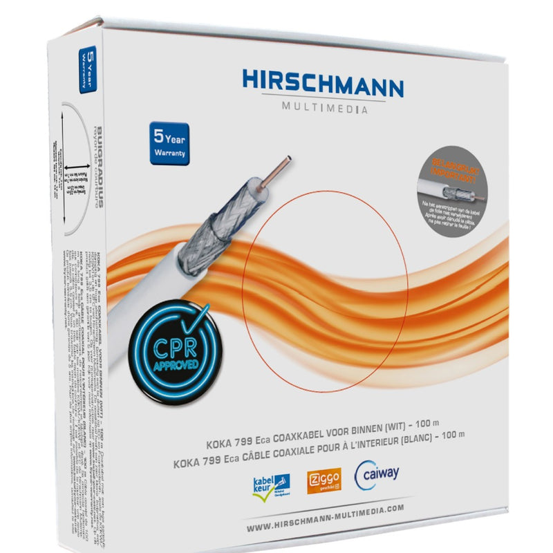 Hirschmann 799-ECA-100W Coaxkabel Op Haspel Koka 799 6.9 Mm 100 M Wit