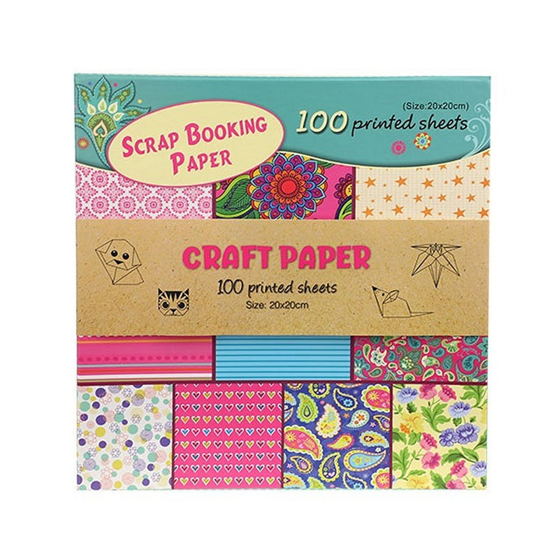 Knutselpapierset 100 Bedrukte Vellen 20x20cm