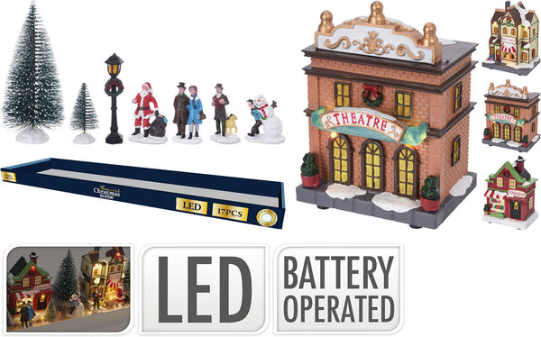 Kerstdorp met Led set, 17dlg.