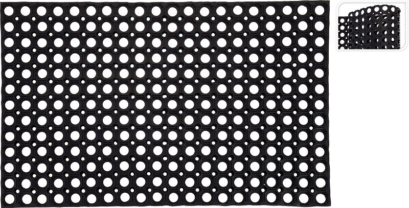 Rubberen Deurmat met Gaten 50x80 cm Zwart