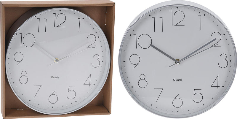 Wandklok 30cm zilver