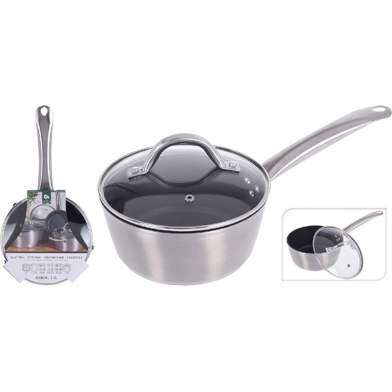Aluminium Steelpan + Glazen Deksel 18 cm