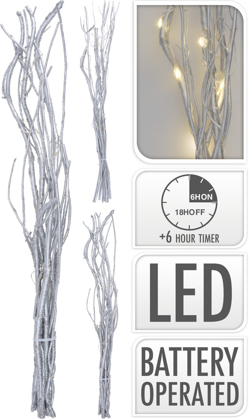Verlichting 12LED Takken 40cm - Zilver