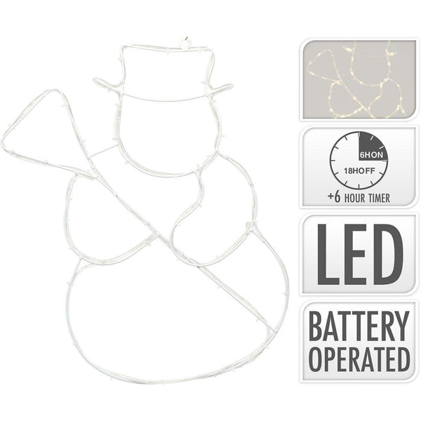S.I.A. LED Verlichting Sneeuwpop 60 LEDs IP44 + Timer op Batterij