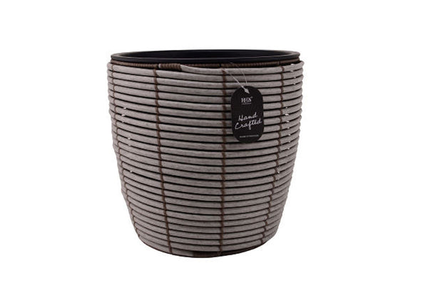 Bloempot greywash bamboe dia 25cm