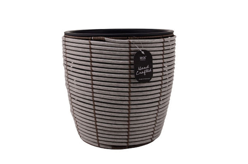 Bloempot greywash bamboe dia 25cm