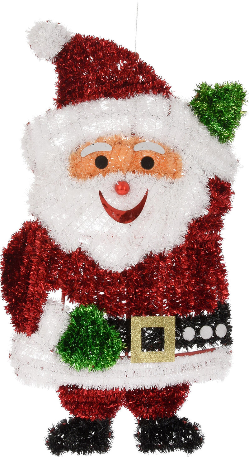 Kerstman Zwaaiend Tinsel 48cm