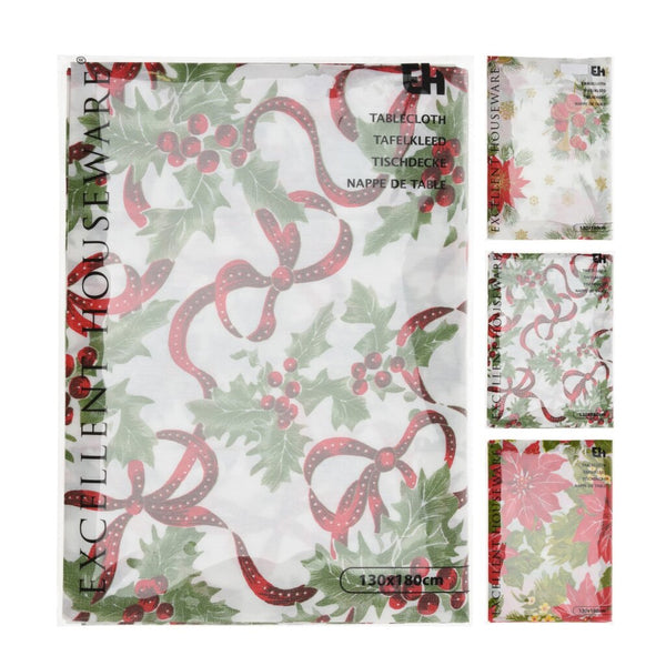 Excellent Houseware Rood/Wit/Groen Kerst Tafelkleed 130x180 cm Assorti