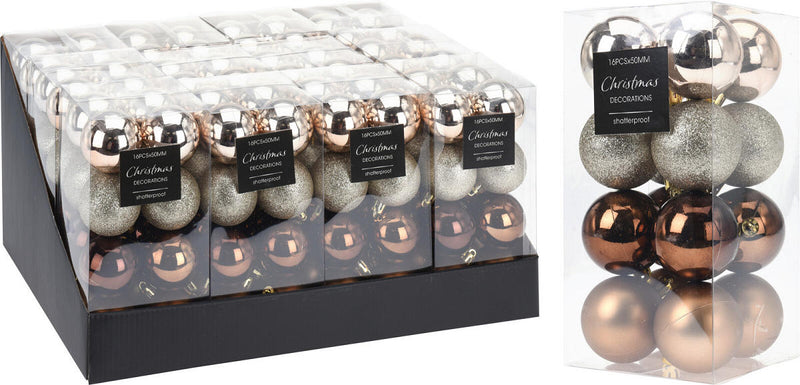 Kerstbal Onbreekbaar 5.00cm 16 stuks - Amber