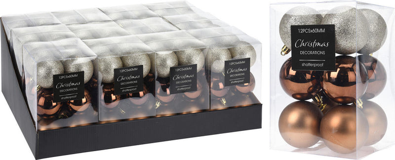 Kerstbal Onbreekbaar 6.00cm 12 stuks - Amber