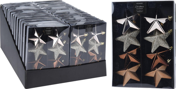 Kerstbal Onbreekbaar Ster 6.50cm 8 stuks - Amber