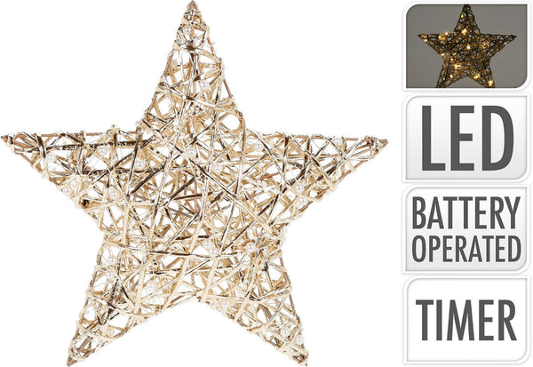 Deco Ster 20LED 30cm met parels - Goud