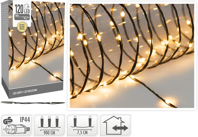 Verlichting 120LED Wire 9M Extra Warm Wit - IP44