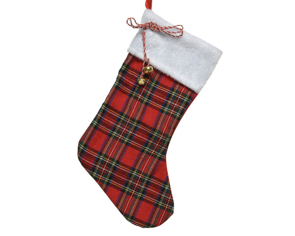 Kerstsok geblokt rood 25x19.5cm