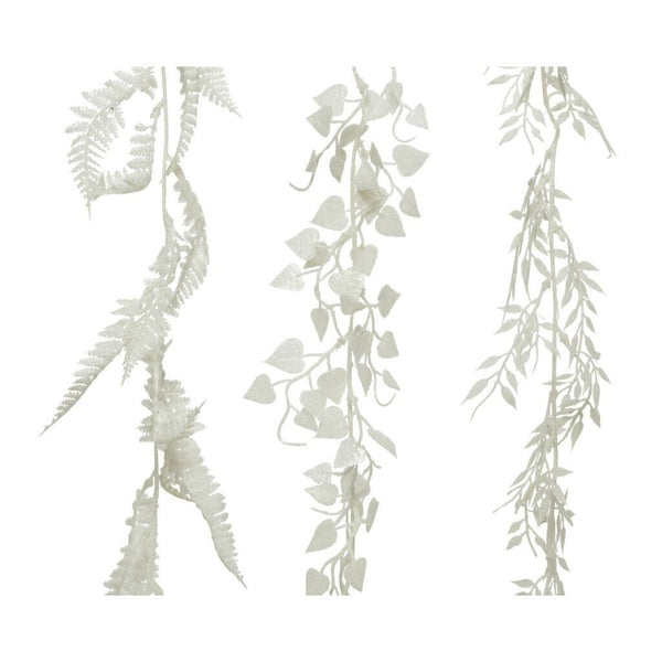 Decoratieslinger Blad 2x10x180 cm Wit Assorti