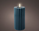 LED Kaars Rib incl. timer - 7.50x17.30cm - Blauw