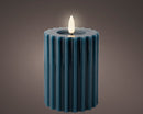 LED Kaars Rib incl. timer - 7.50x12.30cm - Blauw