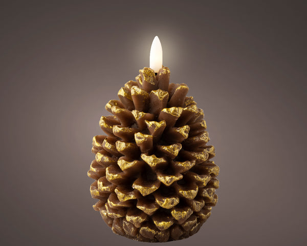 LED Kaars Dennenappel incl. timer - 8.50x13.10cm