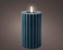 LED Kaars Rib incl. timer - 7.50x14.80cm - Blauw