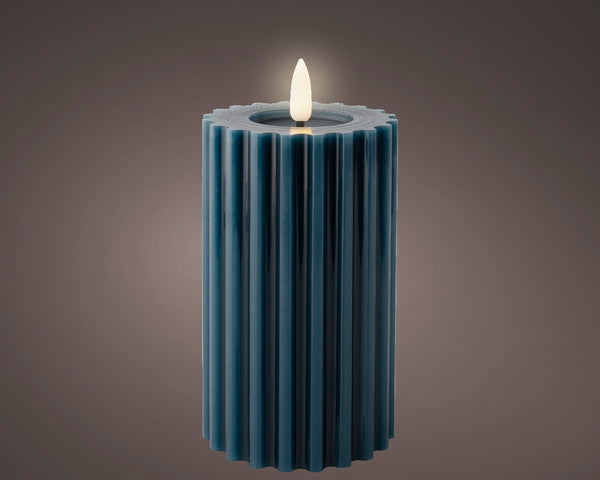 LED Kaars Rib incl. timer - 7.50x14.80cm - Blauw