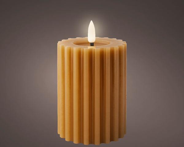 LED Kaars Rib incl. timer - 7.50x12.30cm - Bruin