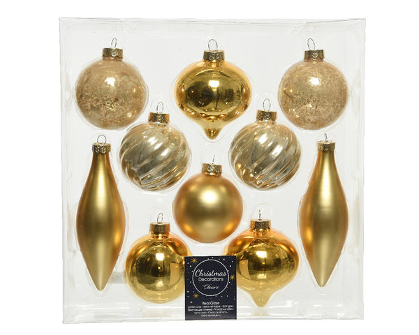 Kerstbal Glas set 10 stuks - Goud