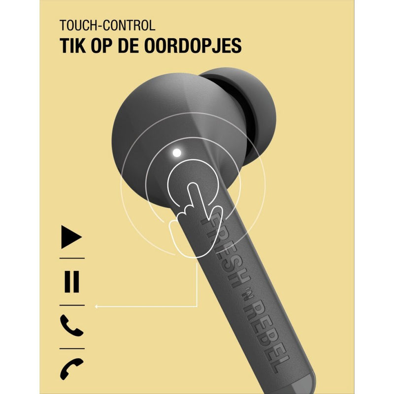 Fresh n Rebel Draadloze Oordopjes Storm Grey