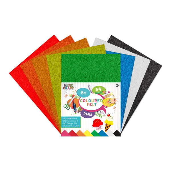 Gekleurd Vilt A4, 8 Vellen
