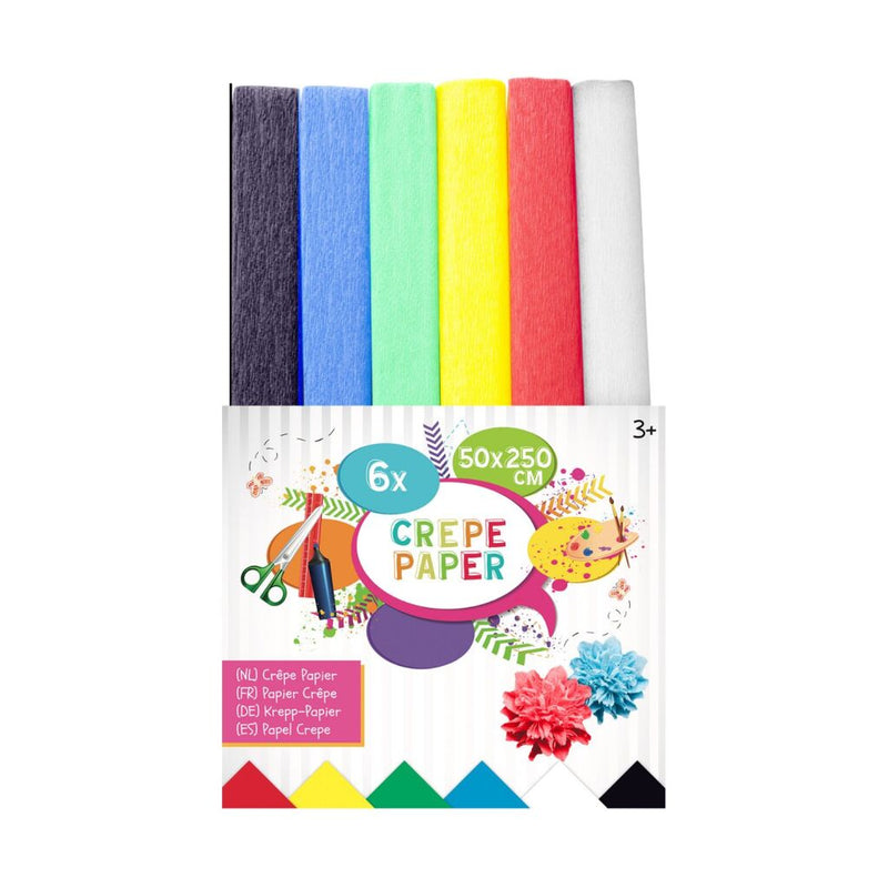 Crêpepapier 6 Kleuren, 50x250cm