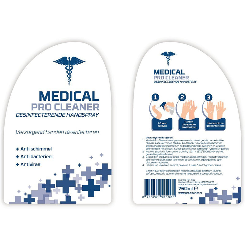 Medical Pro Cleaner Desinfecterende Handspray 750 ml