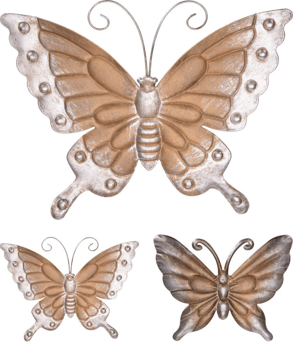 Muurdecoratie metalen vlinder brons 23 x 29 cm