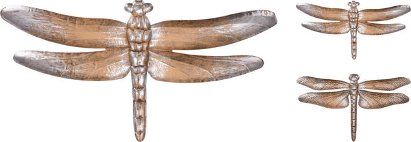 Muurdecoratie metalen libelle klein 2 asssorti