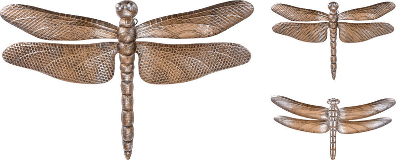 Muurdecoratie metalen libelle groot 2 asssorti