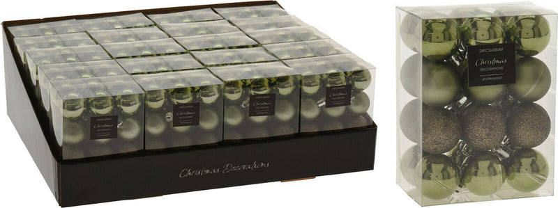 Kerstbal Onbreekbaar 3.00cm 24 stuks - Groen