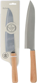 EH RVS Keukenmes groot beukenhout 33.5cm