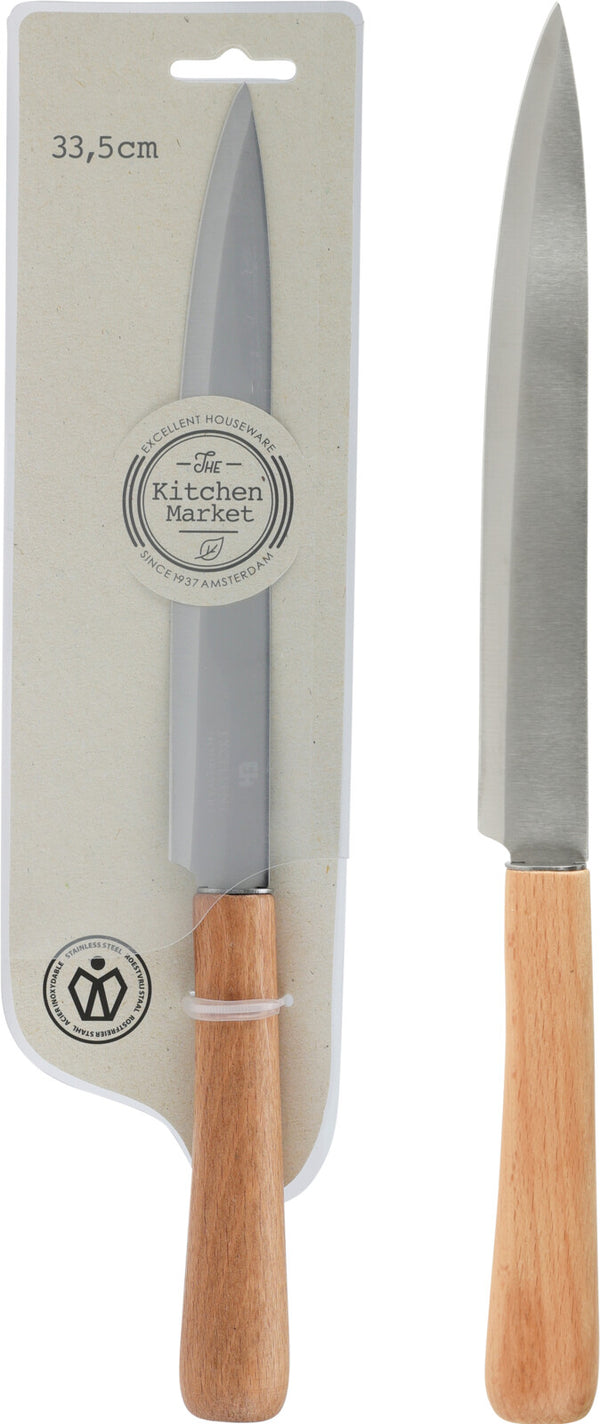 EH RVS Vleesmes beukenhout 33.5cm
