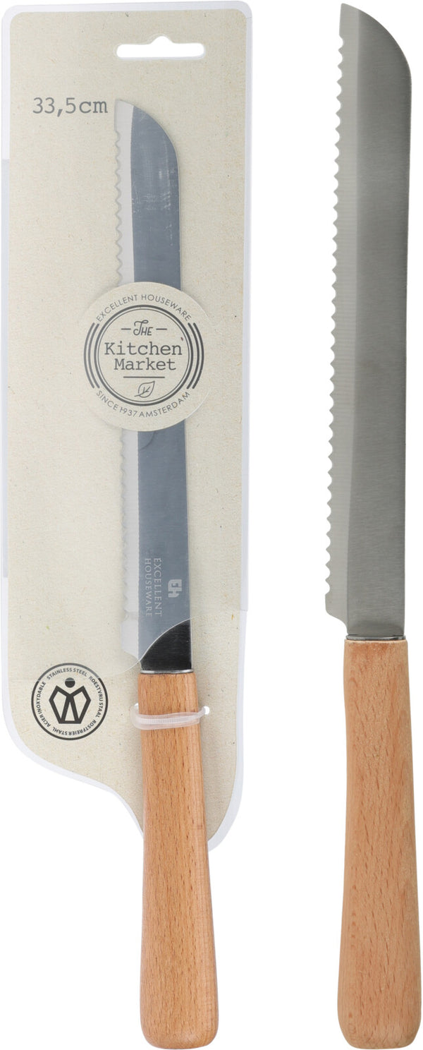 EH RVS Broodmes beukenhout 33.5cm