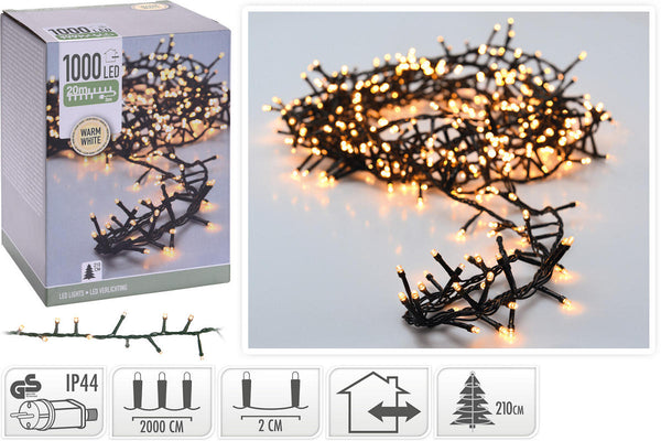 Ceruzo Micro Cluster - 1000 LED - 20 meter - 8 Lichtfuncties + Geheugen - extra warm wit