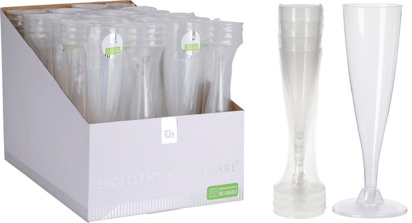 Re-Usable Transparant Champagneglas PP 130ml set 4 stuks