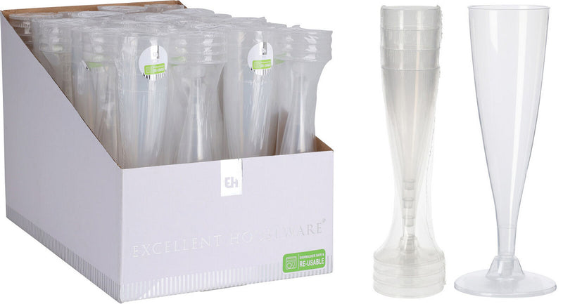 Re-Usable Transparant Champagneglas PP 130ml set 4 stuks