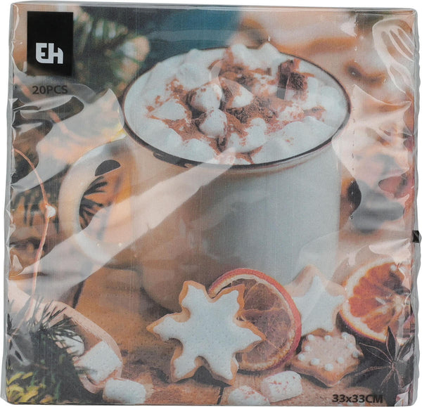 Kerst Servetten Chocolate 33x33cm 20 stuks