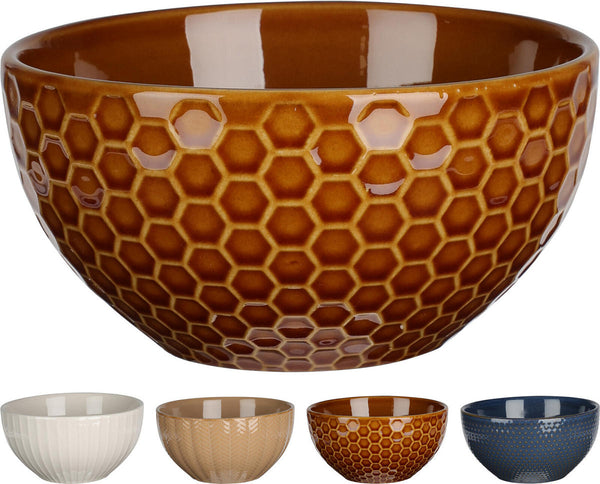 Schaal Aardewerk Relief - 680ml 4 ass kleur