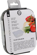 Bereidingsbak met deksel 14,5x12x4,8cm 6 stuks